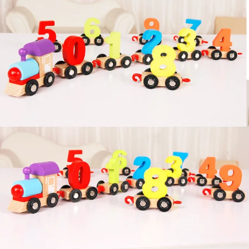 Wodden Train 123 Number Mainan Balita Wooden Toys Mainan Kayu Mainan kereta Anak Puzzle Kayu