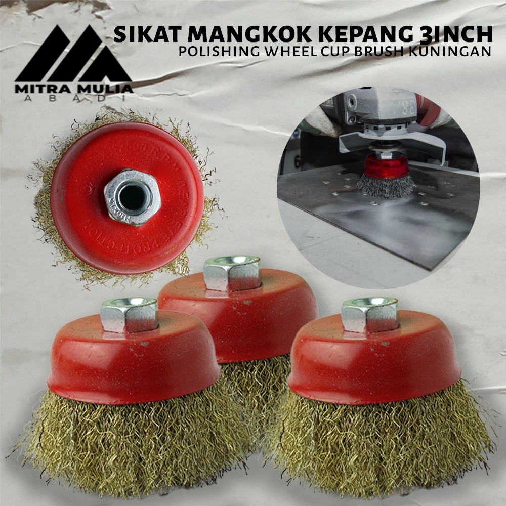 Wire Brush / Sikat kawat Mangkok Kepang 3 Inch / Polishing Wheel Cup