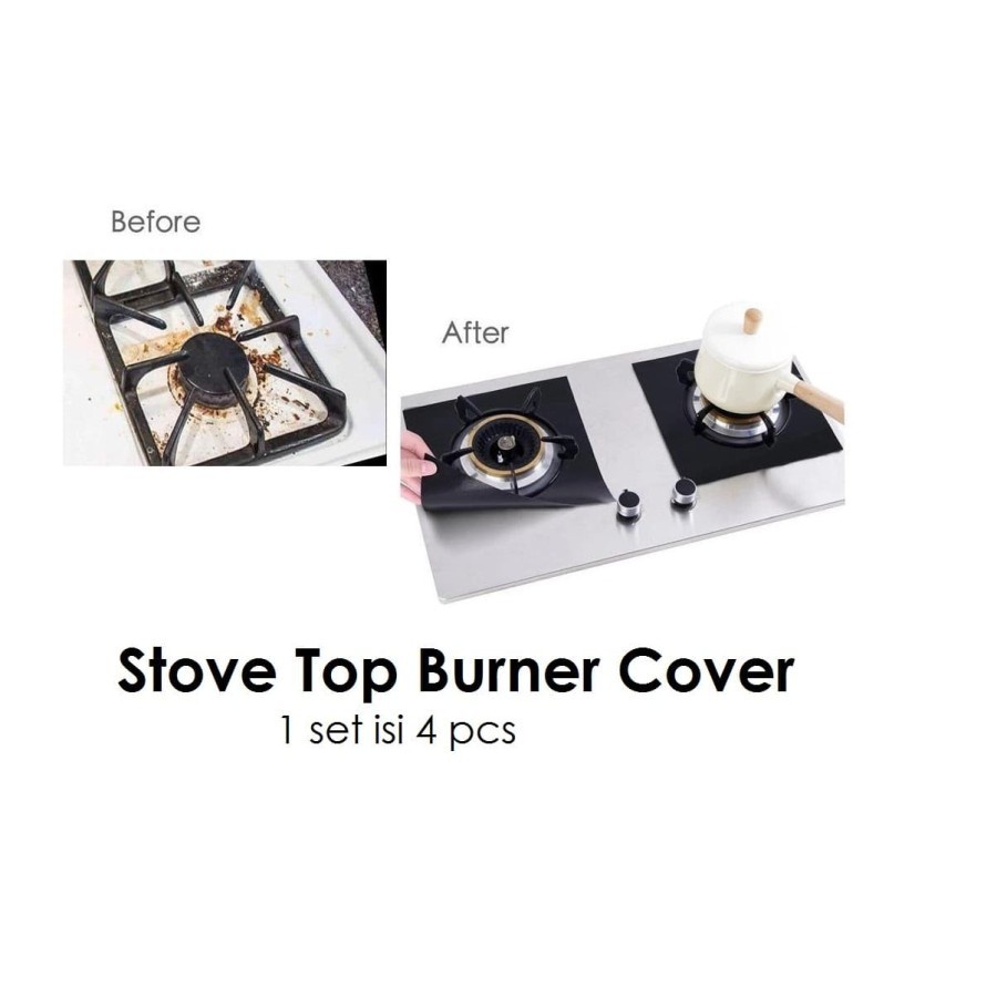 Tatakan Kompor Anti Lengket Stove Top Burner Cover Alas Kompor 4pcs