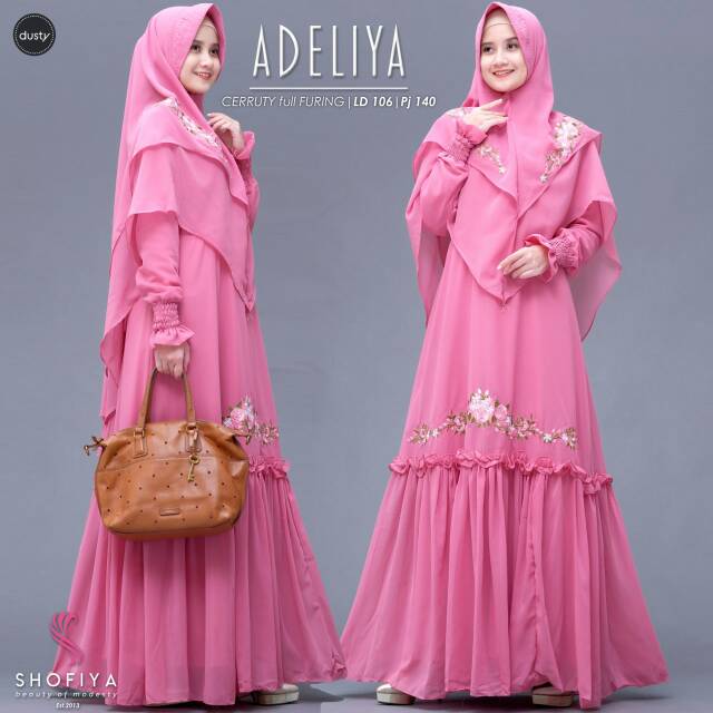 Gamis syari set premium gamis syari bordir gamis syari original gamis branded Adeliya Ori by Shofiya