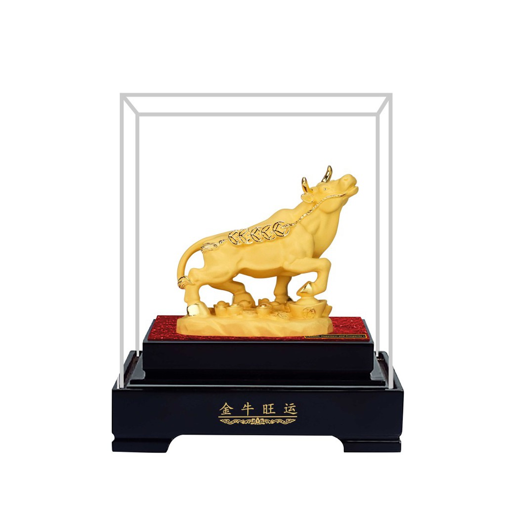 Pajangan Patung Shio Kerbau L Lapis Emas 24k