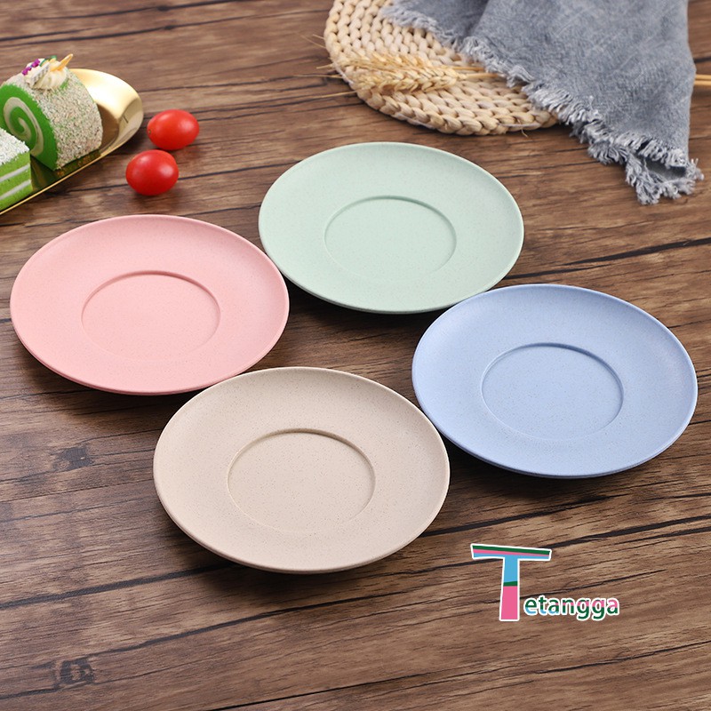 Piring Wheat Straw Plate 1 Set Isi 4 Pcs Warna Warni  Simple Dinner High Quality Wheat Plate