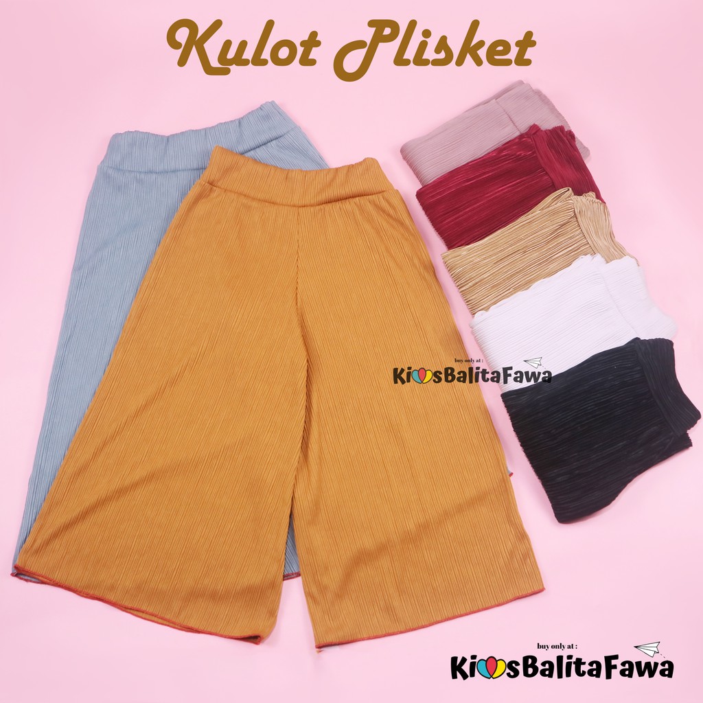 Kulot PLISKET Wanita fit to L / Kulot Panjang 7per8 Cullotes Pants Celana Polos Adem Bawahan