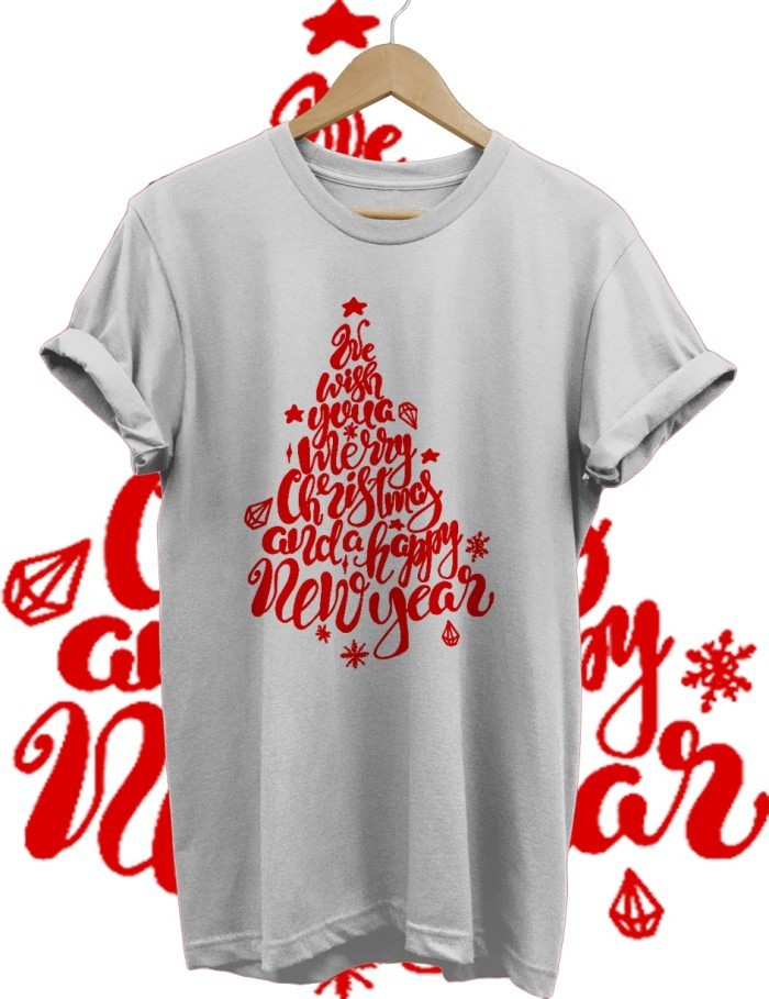 KAOS TSHIRT BAJU NATAL CHRISTMAS and happy new years BENTUK POHON BAJU MERRY CHRISTMAS COMBED 30S