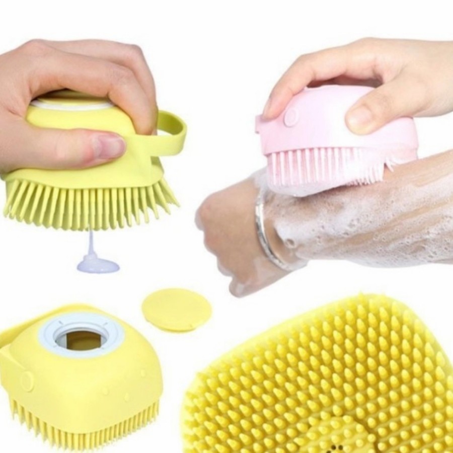 sikat mandi silikon dispenser brush