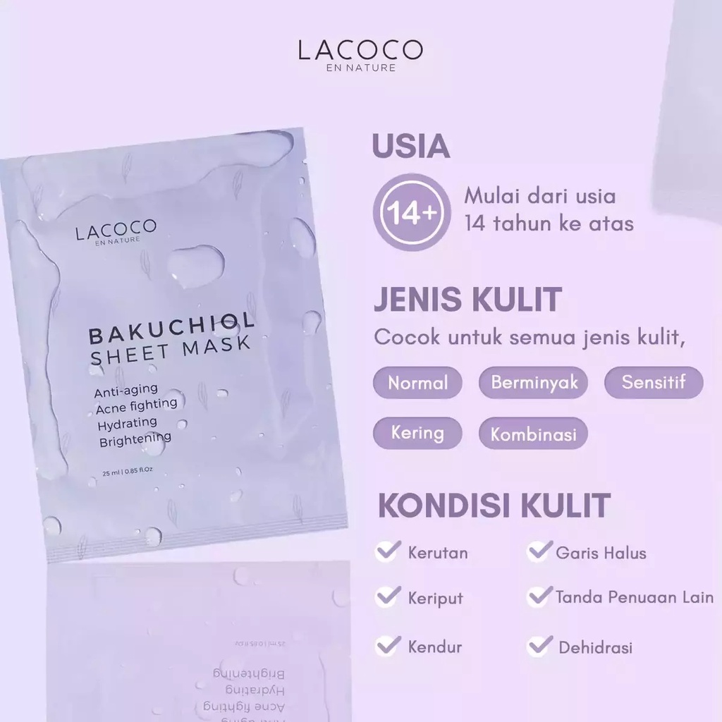 LACOCO BAKUCHIOL SERIES- LACOCO 5% BAKUCHIOL ESSENCE | DAY CREAM | NIGHT CREAM | SHEET MASK