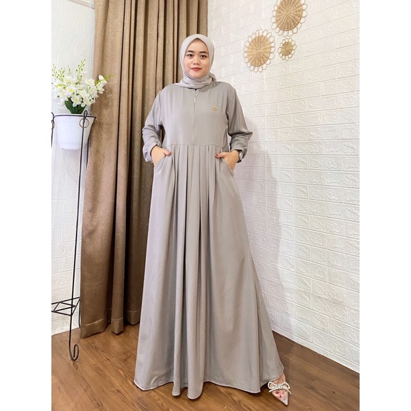 Fikha Dress - Gamis polos wanita, Bahan Shakila premium