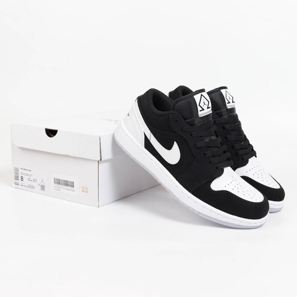 Sepatu Nike Air Jordan 1 Low Black White Diamond