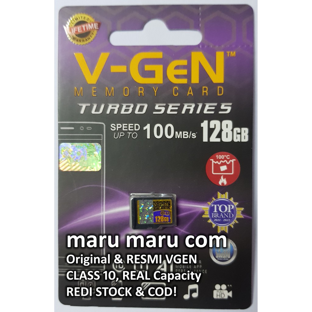 VGen MicroSD 128GB Memory Card Class 10 Ori Resmi Real Micro SD TF CARD 128 GB Turbo Series V-Gen