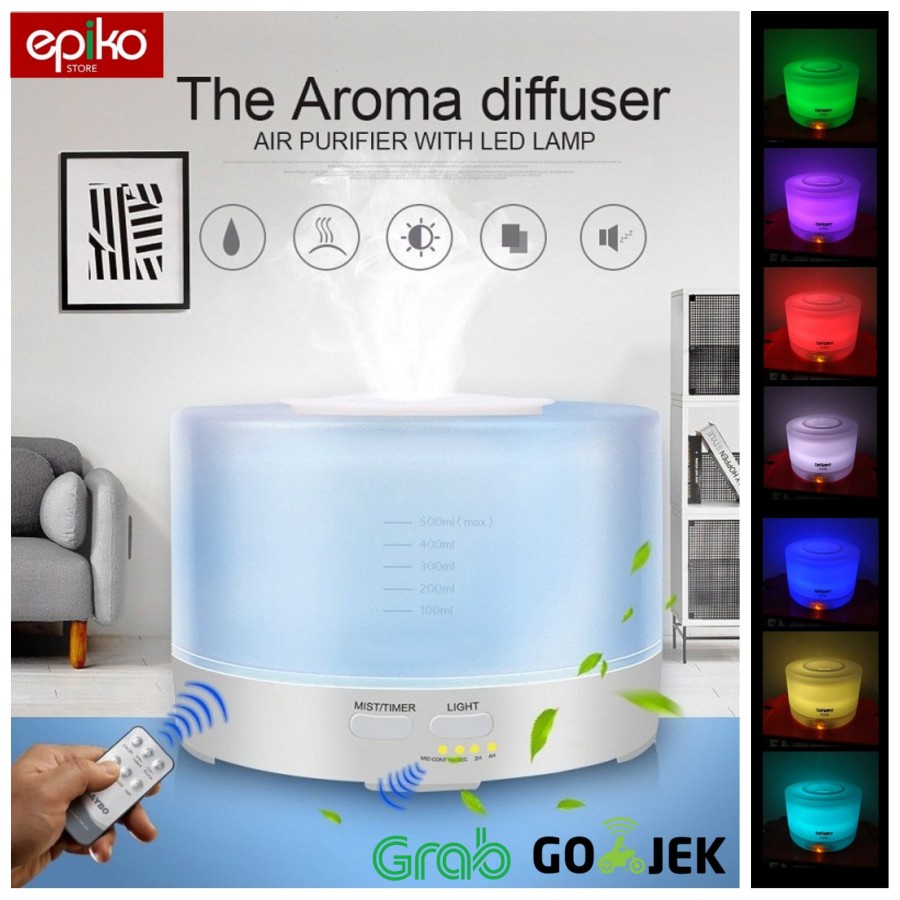 Air Humidifier Diffuser 500ml 7 Warna + Remote Control Aroma Terapi