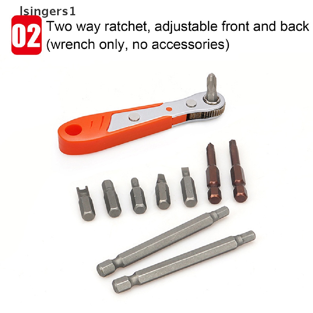 (lsingers1) 1pc Obeng Ratchet Mini portable Adjustable 1 / 4 &quot;Hex Drive Bits