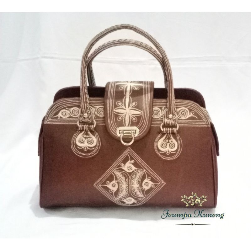 Tas Luna motif Aceh bahan coklat