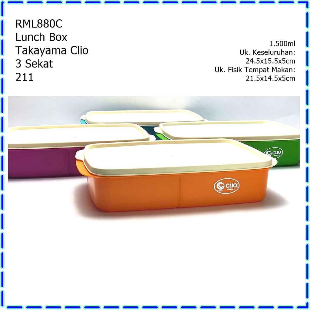 RML880C Lunch Box/Kotak Makan/Bekal Makanan Takayama Clio 3 Sekat 211