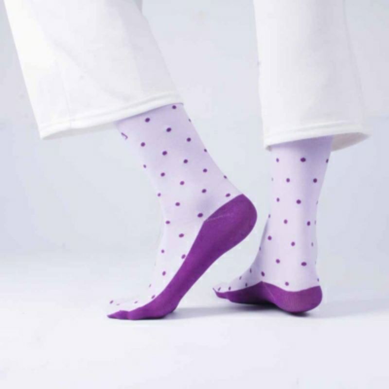 Kaos Kaki SOKA Essentials Polkadot - Kaos kaki Jempol Pendek Size M Motif-M-Lavender|UnguMuda