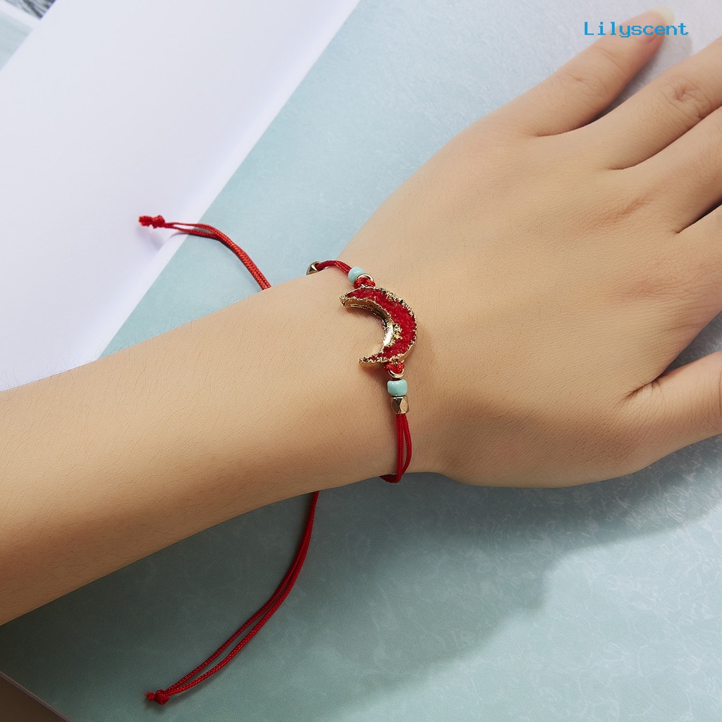 Gelang Manik-Manik Bulan Adjustable Bahan Resin Ramah Kulit Untuk Wanita