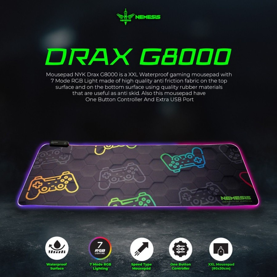 DRAX G8000 Mousepad Gaming RGB XXL NYK Nemesis G 8000