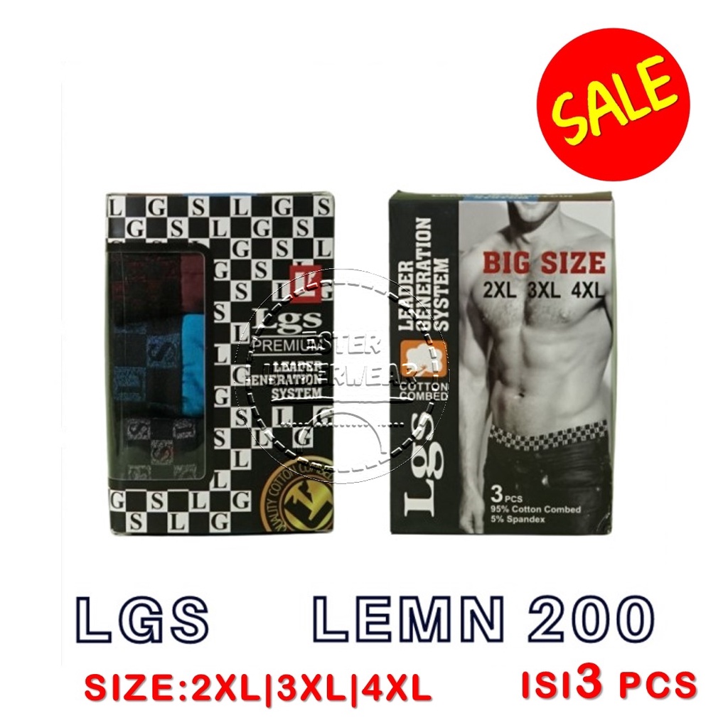 Celana Dalam Pria Big Size LGS 200 ISI 3Pcs/Pack Bahan Katun