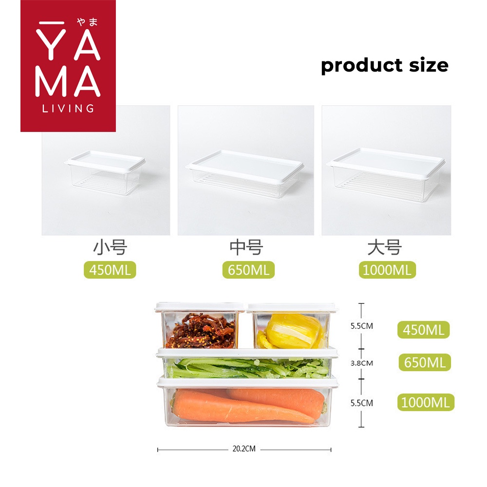 YAMA SHOKU Food Storage Fridge Organizer Kotak Penyimpanan Makanan Kulkas 450 650 1000 ml