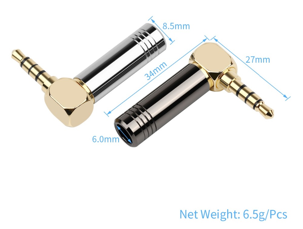 (1Pc) Adapter Konektor Audio Jack 3.5mm 4 Tiang Bahan Metal Aluminum Untuk Earphone / Headphone