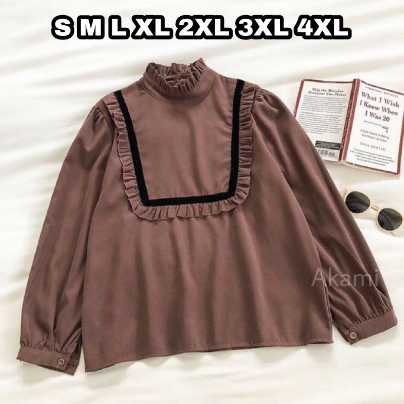 Akami Blouse Big Size Ukuran Size S M L XL 2XL 3XL 4XL XXL XXXL  XXXXL 2L 3L 4L 5L  Atasan Blouse Wanita Jumbo Atasan Big Size Kemeja Kerja Korea Over Size