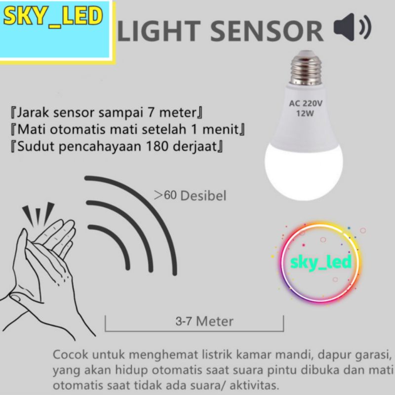 Lampu LED Sensor Suara 12 Watt  E27 Sound Sensor Led Light Bulb