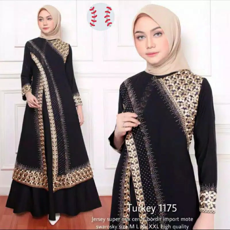 ABAYA TURKI BORDIR CROSS JASMINE BLACK