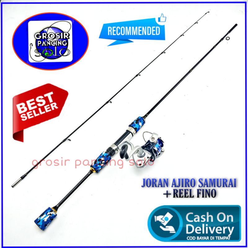 Grosir Joran pancing ul Ultralight fiber solid Ajiro Samurai 180 Satu Set Siap Pakai