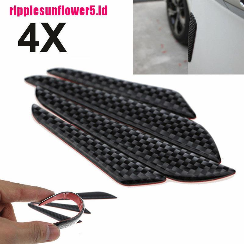 4pcs Pelindung Ujung Pintu Mobil Anti Tabrakan Bahan Karbon Fiber