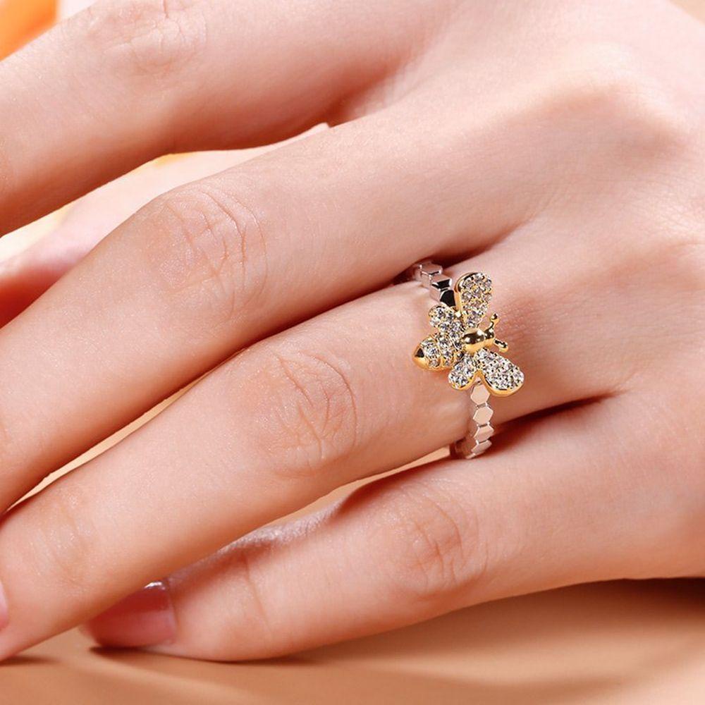 Preva Bee Finger Ring Hadiah Unik Lucu Kreatif Pertunangan Pernikahan Lebah Kuning