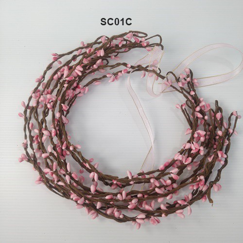 [BISA COD] AKSESORIS WEDDING HEADPIECE PENGANTIN SIMPLE FLOWER CROWN PINK SC01C