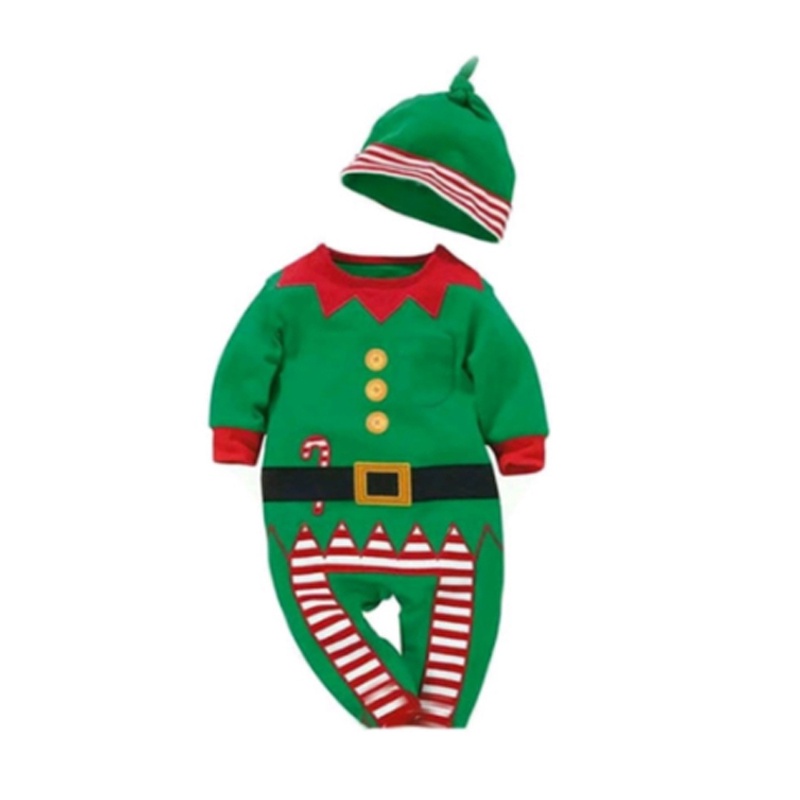 Sleepsuit Natal Romper Santa Claus set Hat 2in1 ELF Jumpsuit  Baju Bayi Natal Santa's Little Helper Christmas Jumper Jumpsuit Santa Panjang Pajamas Babymaniashop