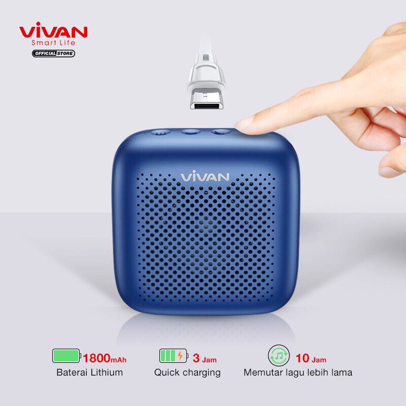 Speaker Bluetooth VIVAN VS1 Portable Wireless Outdoor Waterproof IPX5 Support SD Card &amp; USB