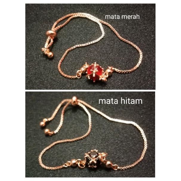 RL77. Gelang tangan tali serut xuping wanita lapis emas dgn mata zircon ukuran flexibel