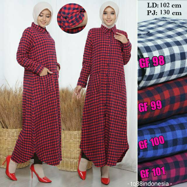 Gamis flanel/gamis kotak kotak/maxi kotak/gamis/maxi/long dress/long dress kotak