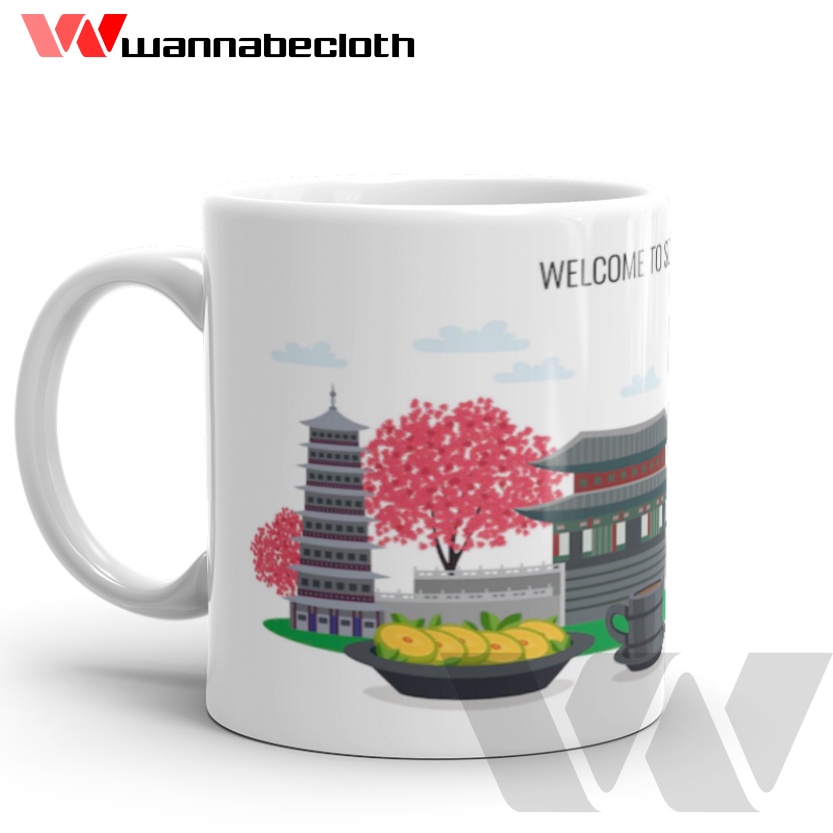 Mug Korea Gelas Korea Cetak Mug Custom Kado Gift Hadiah Souvenir Mug Seoul Mug Korea Art G