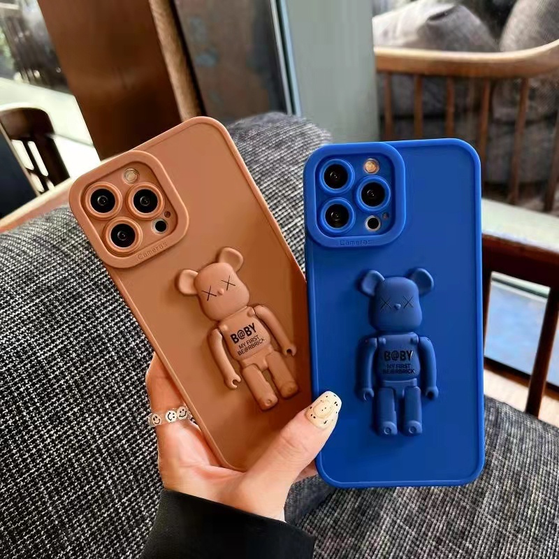 Soft Case Silikon Tebal Transparan 13 13pro 13prm Desain Beruang Untuk iphone 11 12pro max 7plus 8plus