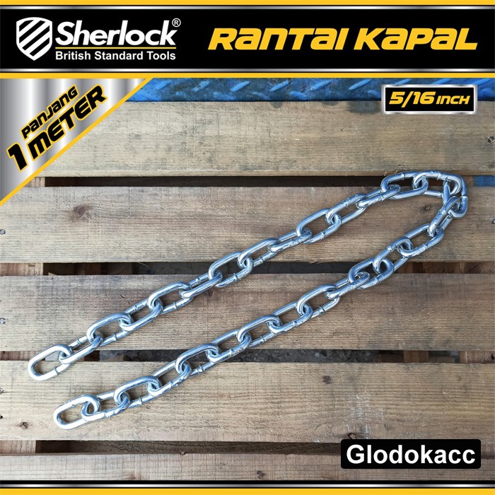 Rantai Besi / Kapal Galvanized 8 mm 5/16 inch Sherlock panjang 1 meter