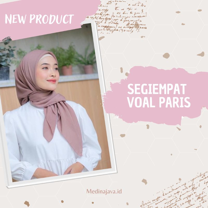 Segiempat Voal Paris Premium Jahit Tepi Plain Hijab Rapi Square Tegak Anti Letoy Untuk Sekolah Warna