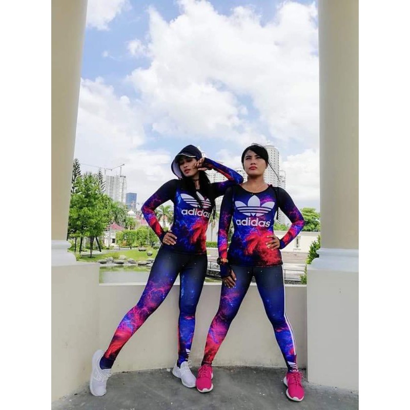 BAJU SENAM MURAH ADIDAS GALAXY FULL PRINT LONGSLEEVE HOODIE AND LEGGING