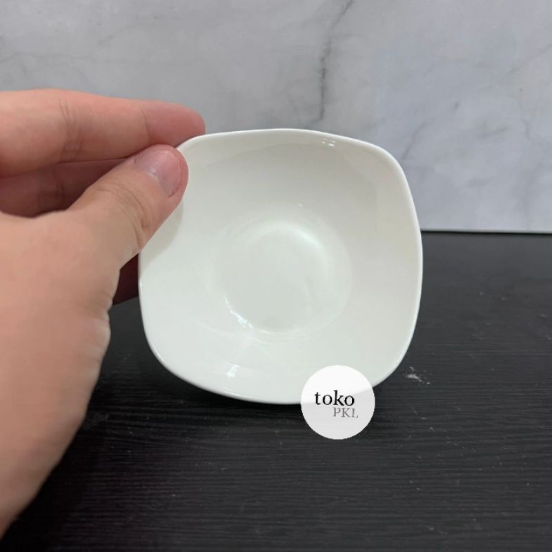 mangkok saos sambal 9 cm atlas atau side dish kecil mangkok saji kecil persegi kotak keramik putih