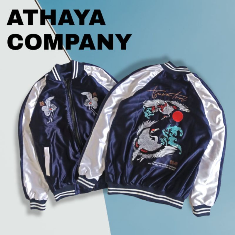jaket sukajan tsurutori navy white/sukajan jaket pria wanita/original jaket