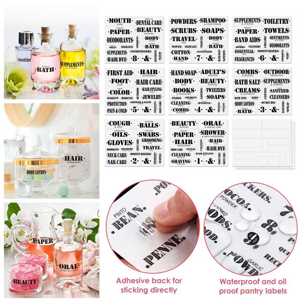 136pcs Stiker Label Kosmetik Model Transparan Untuk Kamar Mandi