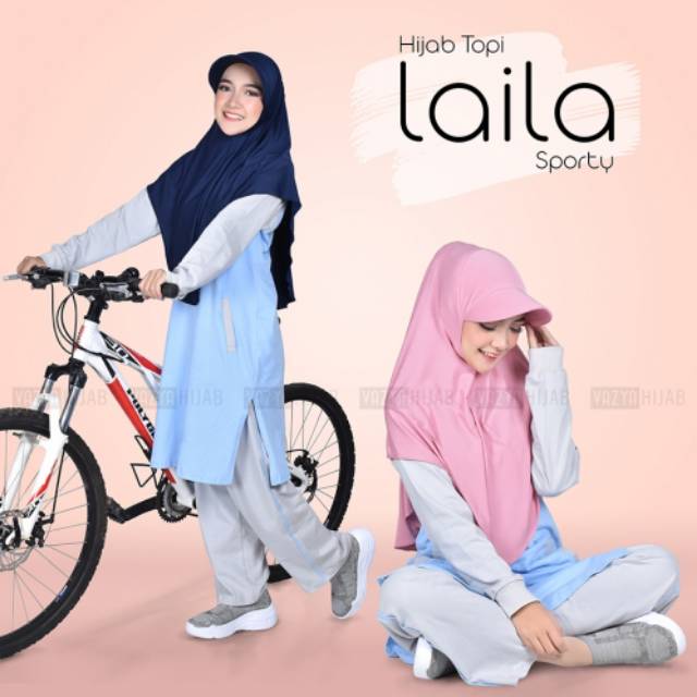Hijab topi laila sporty jilbab senam bergo olahraga fashion