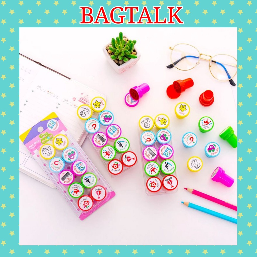 

BT173 Stempel Cap / Cap Penghargaan Anak Isi 10 Pcs / Kids Reward Stamp / Cap Stempel Motivasi Belajar Anak Murid Guru Penilaian Sekolah