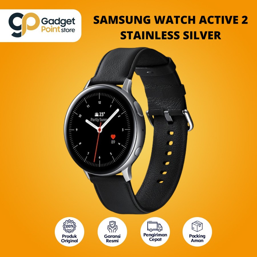 Samsung Galaxy Watch Active 2 44mm Stainless SIlver With Black Band - Garansi resmi SEIN 1 tahun