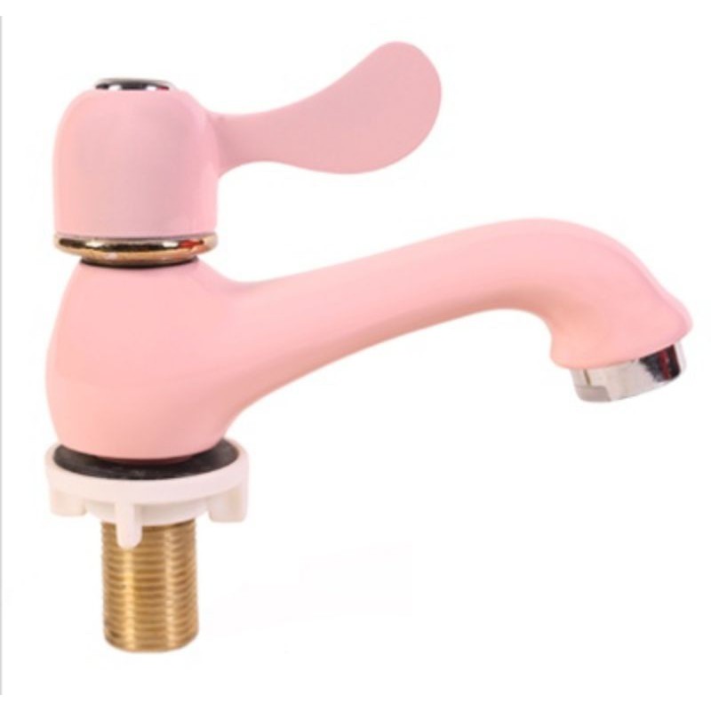 Kran Wastafel kuningan model klasik panjang 14 cm warna All Pink / Maroon