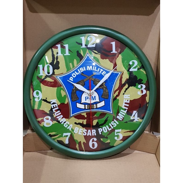 Jam dinding POLISI MILITER LORENG | Jam dinding logo | Jam PM loreng | Jam dinding army