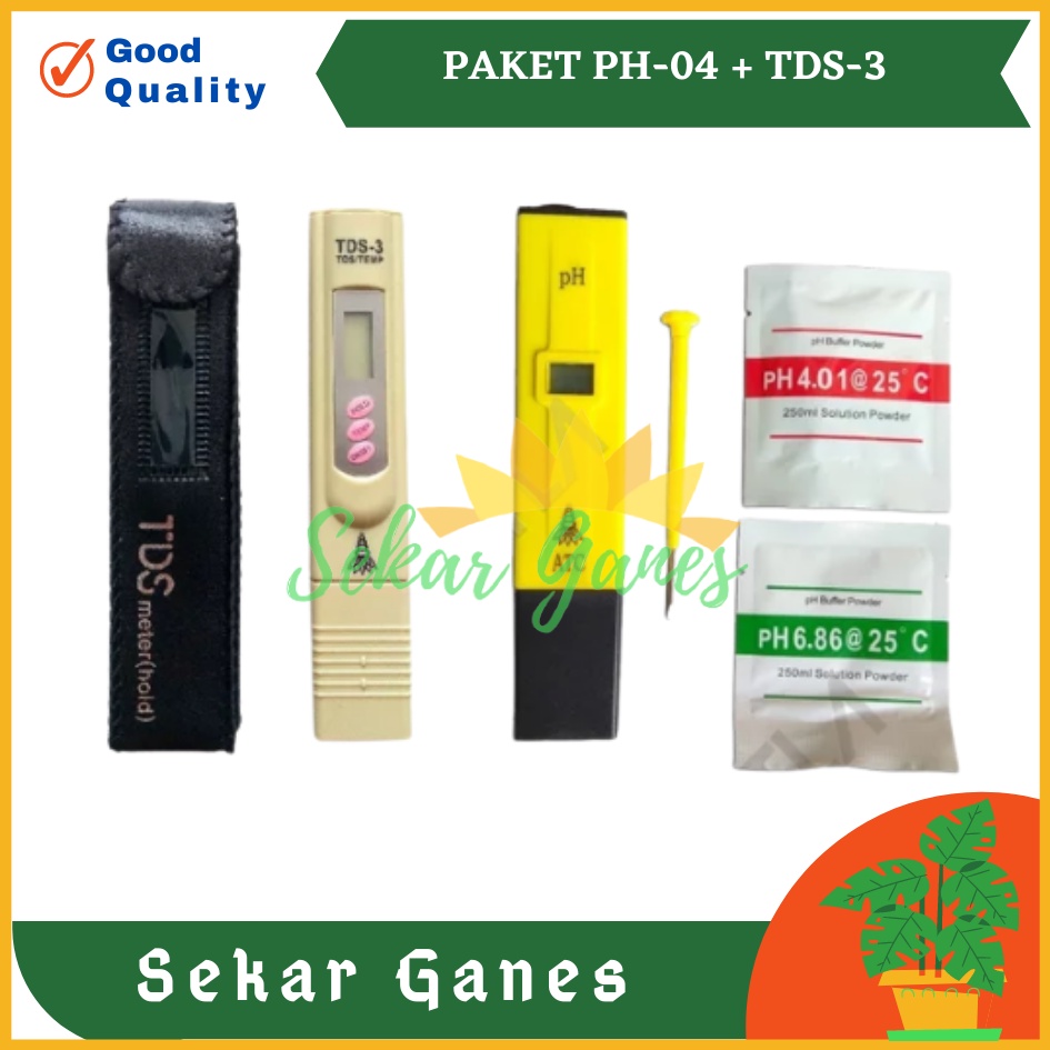 Paket Mantab Ph Meter + Tds Ec  Meter Alat Ukur Hidroponik Air Akuarium Pengukur Kualitas Air Suhu