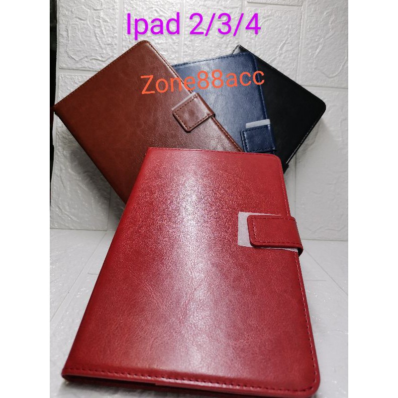 Ipad 2 3 4 Leather Case Flip Book Cover Softcase Folio Cover Casing Sarung Dompet Wallet Kulit