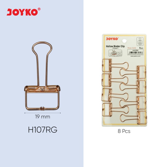 

Hollow Binder Clip Klip Penjepit Kertas Joyko Rose Gold RG - H107RG-8Pcs